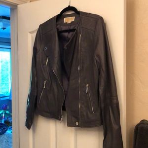 Michael Kors Gray Leather Coat